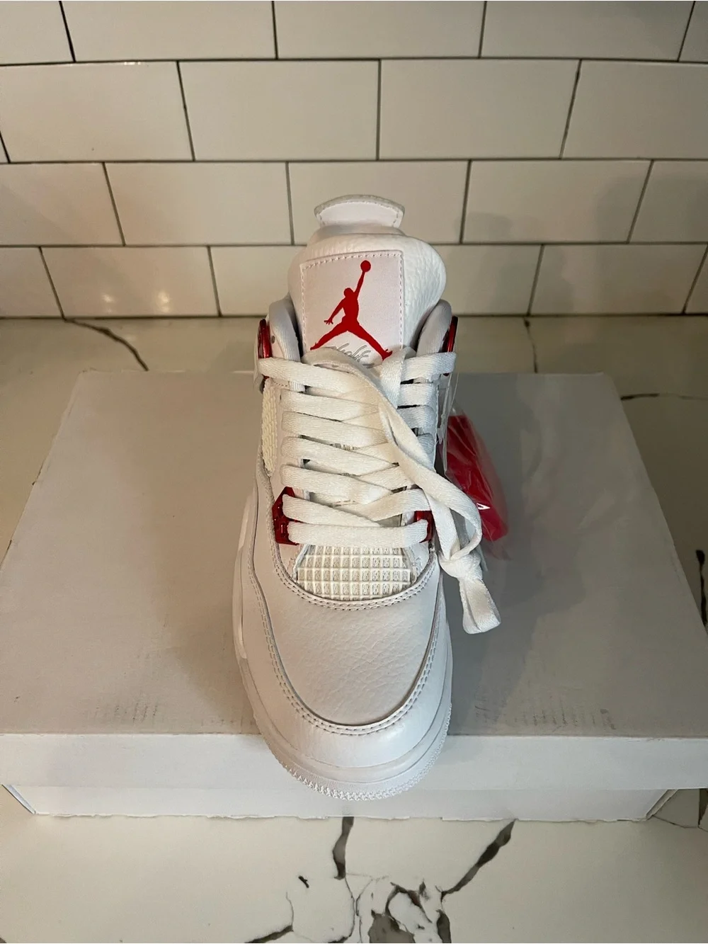 Mens Retro 4 Red Metallic Size 5.5.